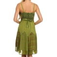 thumbnail image 2 of Sakkas Lacey Stonewashed Embroidered Silver Threaded Spaghetti Strap Dress - Green - 1X/2X, 2 of 4