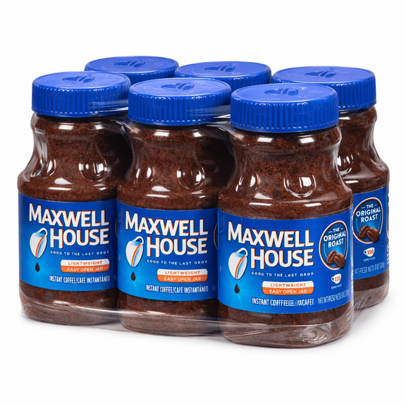 Maxwell House Original Roast Instant Coffee, Classic Medium Roast Flavor, 8 oz Jars, 6 Pack