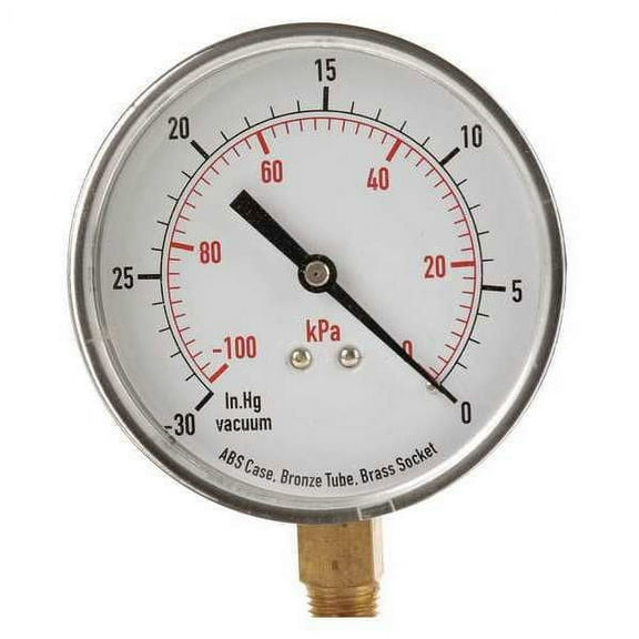 ZoroSelect Vacuum Gauge, Test, 3-1/2 In