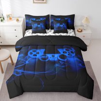 Castle Fairy Gradient Video Game Twin Bedding Sets 7-Piece for Kids Teens Adults,Abstract Ombre Game Controller Bedding Comforter Set Microfiber,Neon Lights Gamer Breathable Sheet Sets