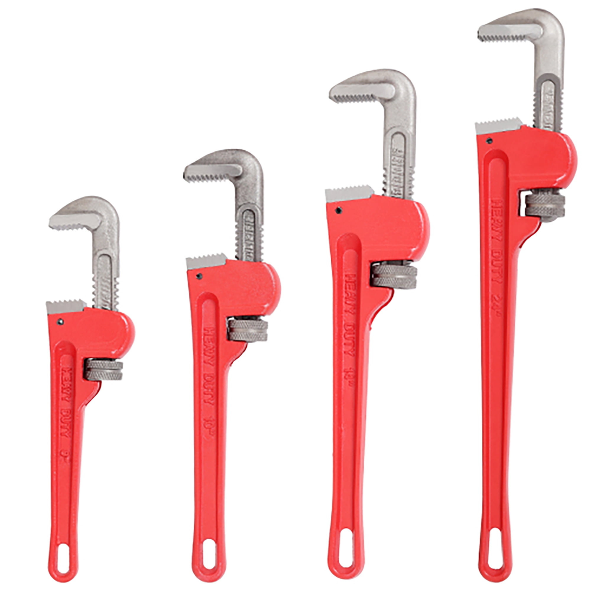 Elleree Pipe Wrench Adjustable,4-Piece set 24",14",10"inch Alloy Steel Linear Nuts Tube Spanner for Plumbing