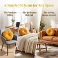 thumbnail image 4 of 1-Pack Round Velvet Pleated Throw Pillow – Decorative Pumpkin Boho Accent Cushion for Couch, Sofa, Chair & Home Decor (Yellow), 4 of 8
