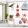 thumbnail image 5 of Ambesonne Nautical Shower Curtain, Lighthouse Seagull, 69"Wx84"L, Multicolor, 5 of 5