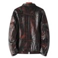 thumbnail image 3 of Chaqueta de motociclista Core Tea Horsehide de cuero genuino para hombre, clásica, con cuello alto, estilo retro, 3 of 4