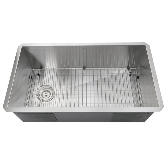 Nantucket Sinks ZR3218-OSD 32-Inch Pro Series Single Bowl Undermount Kitchen Sink with Offset Drain, Stainless Steel