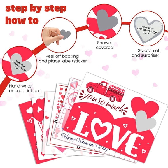 6 Pieces Valentine's Day Scratch off Love Cards Love Theme Scratch off Cards Valentine's Day Naughty Nice DIY Kit, Romantic Greeting Card for Boyfriend Girlfriend Anniversary with Envelope