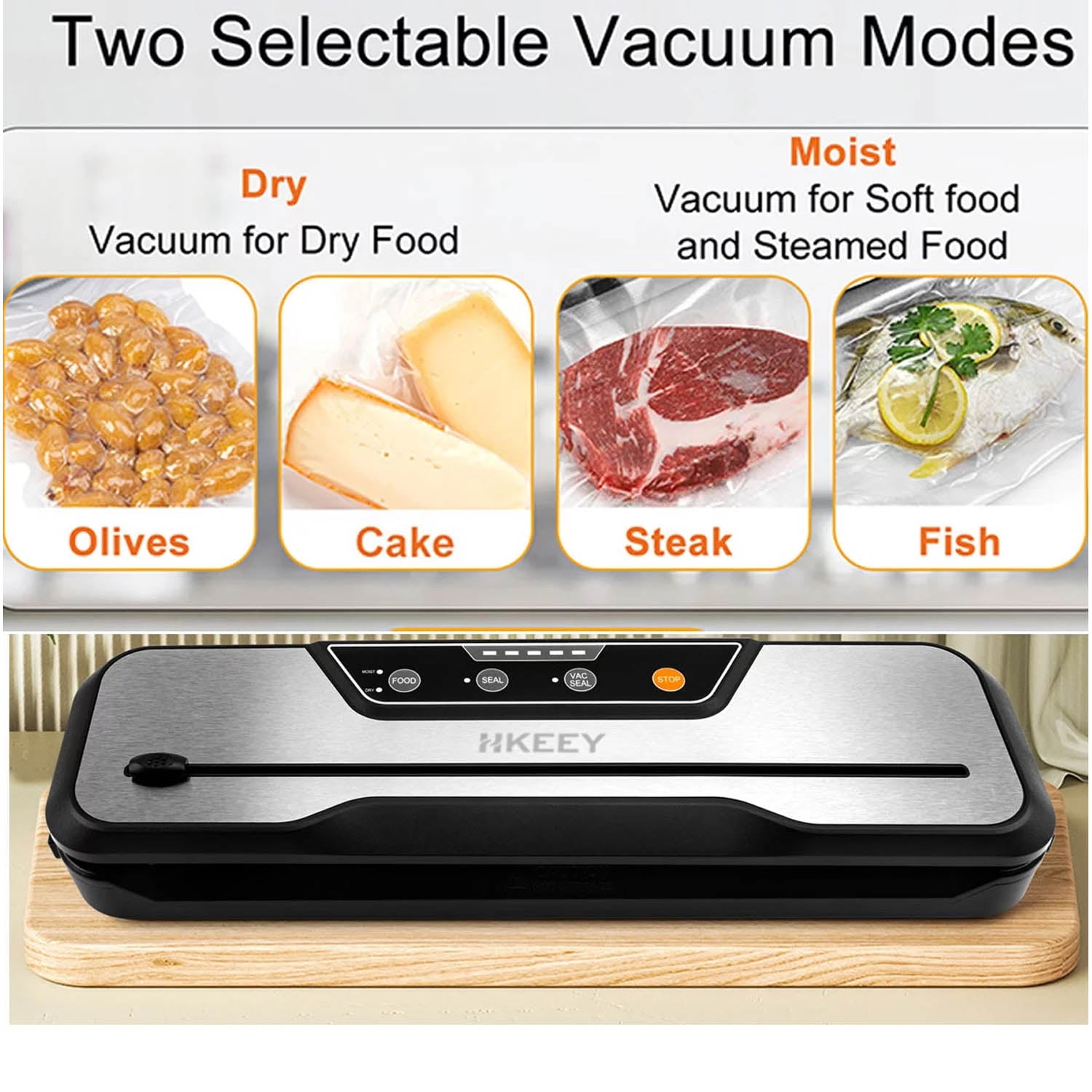 Vacuum Sealer, FENGJIE Compact Vacuum Sealer Machine Seal A Meal Food Saver  System,Automatic Dry Moist Food Modes With Builtin Cutter |LED Indicator 
