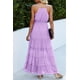 thumbnail image 3 of Vestido PRETTYGARDEN Maxi Morado Claro con Tirantes Finos XL, 3 of 5