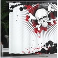 thumbnail image 4 of Ambesonne Halloween Shower Curtain, Skull Bones Grunge, 69"Wx84"L, Pearl Red Black, 4 of 5