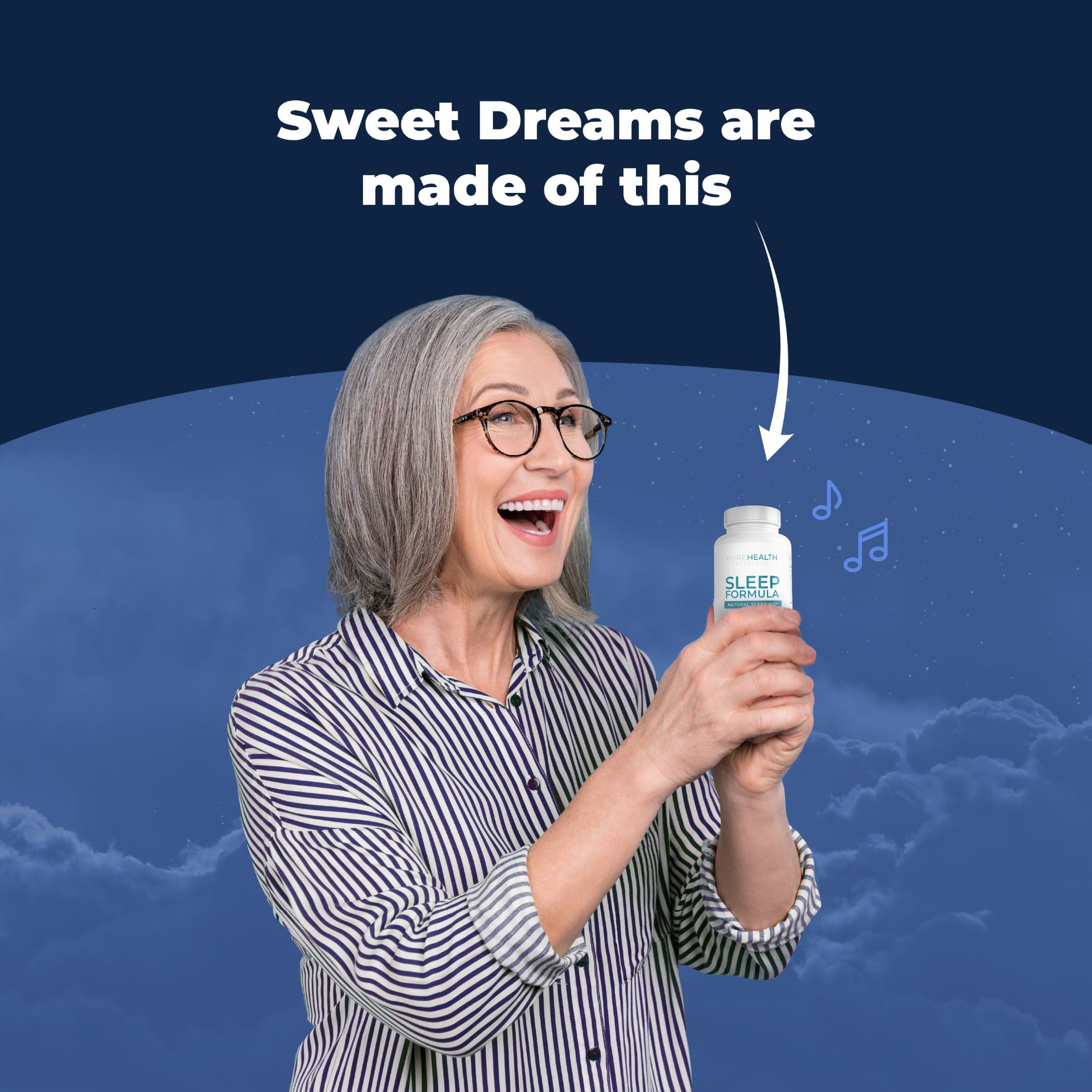 Sleep Formula by PureHealth Research, Naturally Calms & Relaxes for Deeper, Longer, Blissful Sleep, 1 Bottle