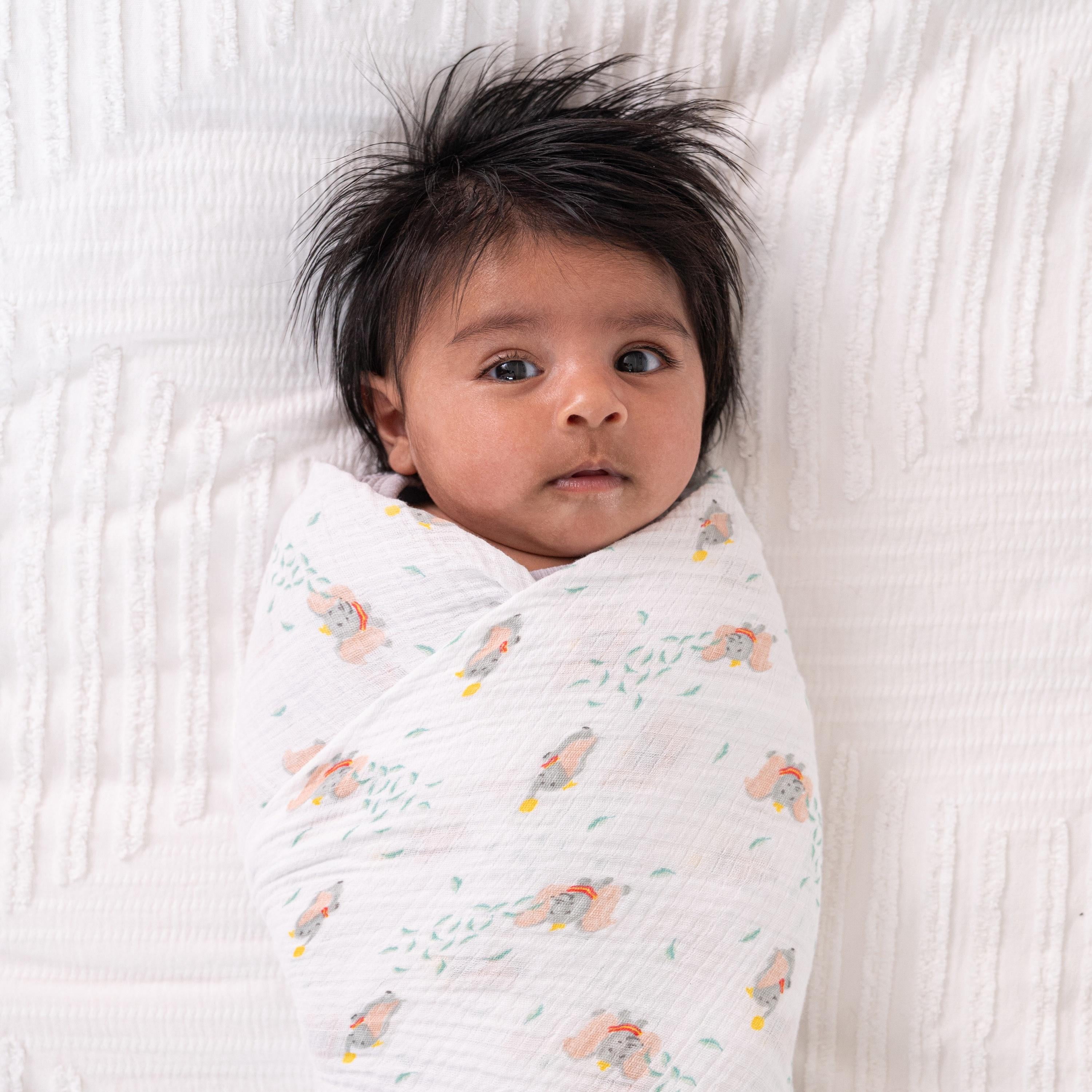 aden + anais x Disney Baby, Cotton Muslin Swaddle Blanket, Disney + Friends, Unisex, Infants, 4-Pk
