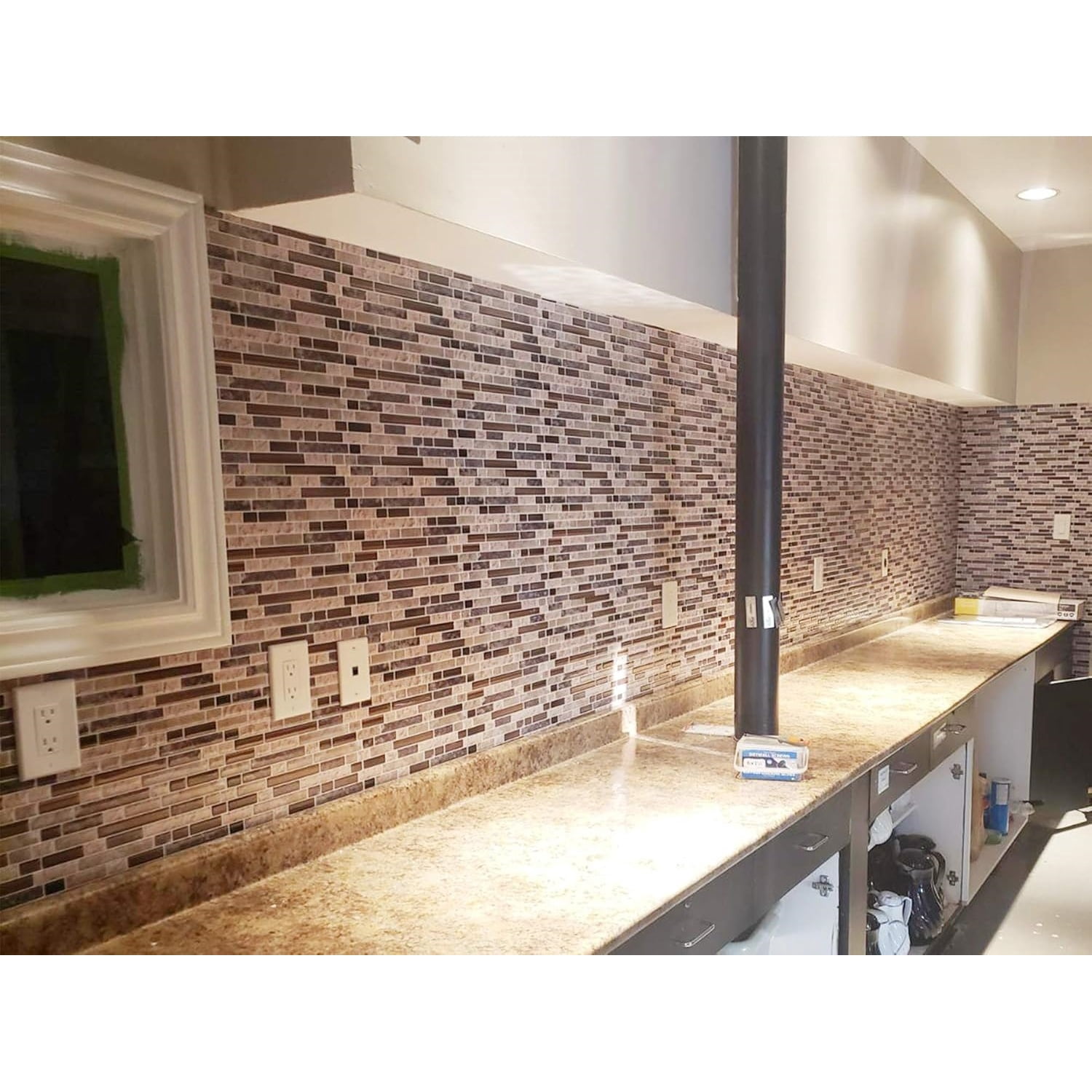 10-Sheet Peel and Stick Wall Tile, Self-Adhesive Kitchen Backsplash in Sandstone (Thicker Design)