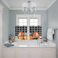 thumbnail image 3 of Fall Pumpkins Kitchen Curtains Small Short 39 Inch Length, Thanksgiving Autumn Grey Plaid Lattice Grommet Top Bedroom Living Room Curtains, Light Filtering Cafe Curtain Drapes 2 Panels Set 55''x39'', 3 of 9
