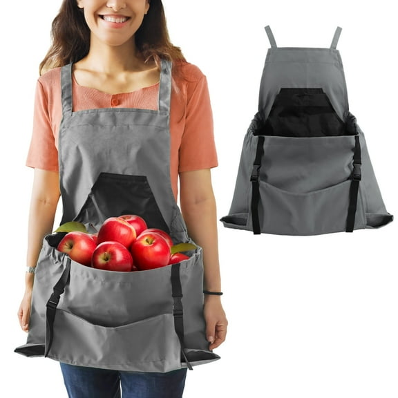 Gardening Apron with Large Pockets, Waterproof Oxford Cloth Design, Adjustable Straps for Fruit and Vegetable Picking, Outdoor and Household Tasks