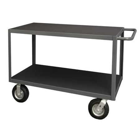 - Durham RIC-3048-2-95 14 Gauge Tubular Push Handled Shelf Rolling Instrument Cart with 2 Shelves & All Lips Down, Gray