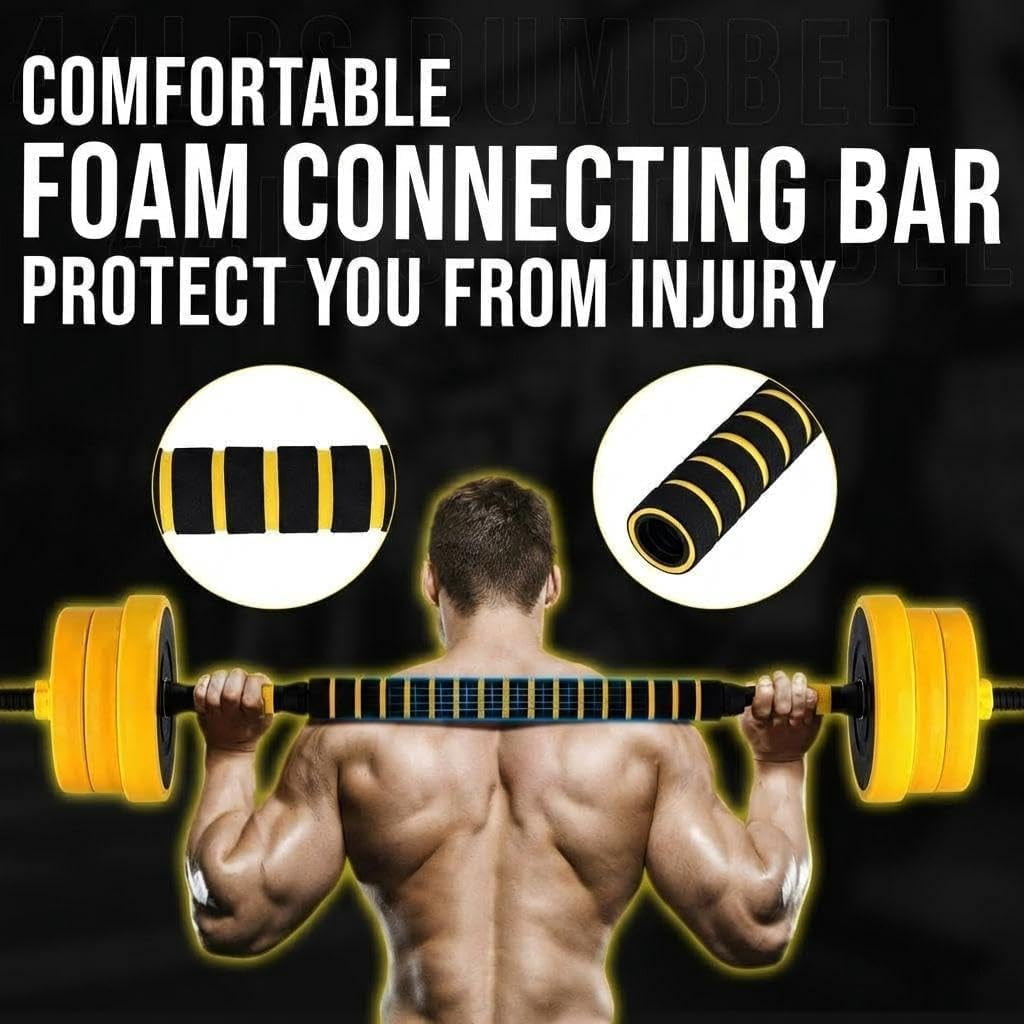Historyli 2-in-1 Adjustable Dumbbell Set, 33 LBS Multifunctional Free Weight Set, Used as Dumbbell & Barbell, Yellow