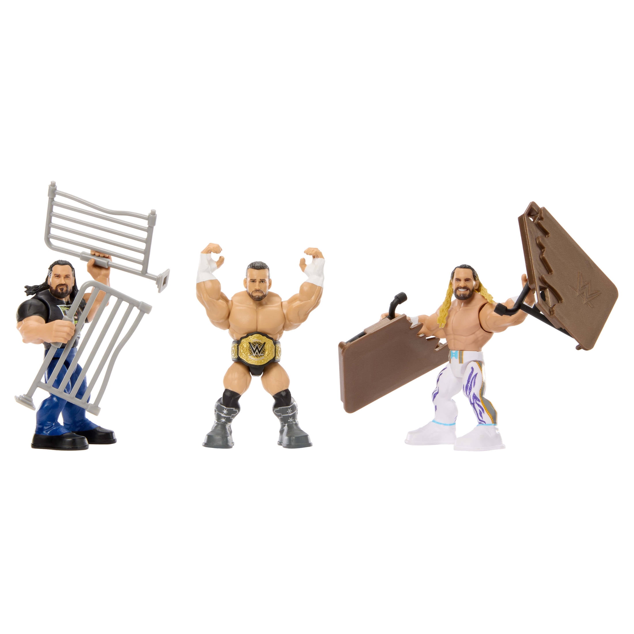 WWE Knuckle Crunchers WrestleMania Set with 3 Action Figures, Launcher & 4 Accessories