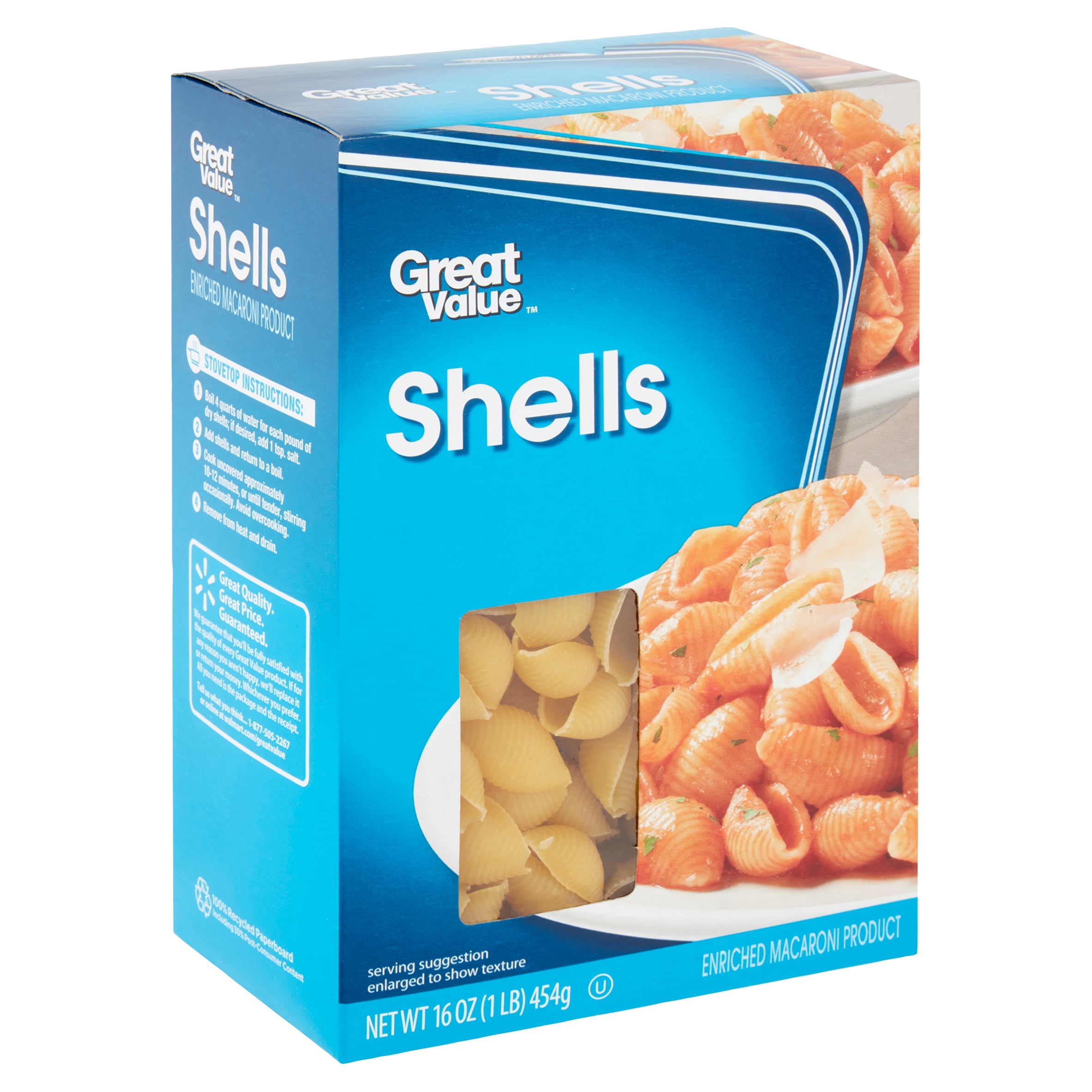 Great Value Shells Pasta, 16 oz