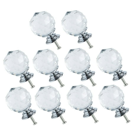 Decorative Dresser Handles 30mm Dia Crystal Knobs Wardrobe Dresser Door Knobs Pull Handle for Home Office Furniture Cupboard Decorative Clear 10pcs ()