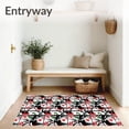 thumbnail image 3 of ODIKA 5'x7' Machine Washable Non-Slip Area Rug, Festive Plaid Patchwork Reindeer Motif Holiday High Traffic Rug with Pad, Black, 627577, 3 of 8