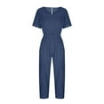 thumbnail image 7 of gakvbuo Jumpsuits For Women Summmer Dressy Wedding Women's Casual Loose Pocket Strap Cotton And Linen Jumpsuit Short Sleeve Sling Jumpsuitit, 7 of 7