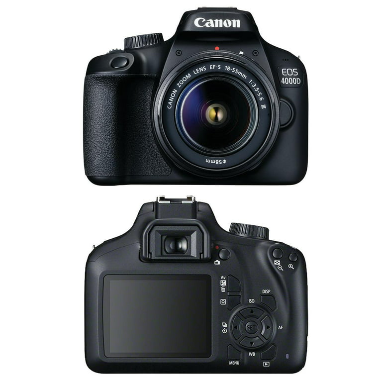 Canon 4000D / Rebel T100 DSLR Bundle with 18-55mm Lens + 2 Pcs SanDisk 64GB Memory Cards + Tripod + Deluxe Camera Case + Flash + ZeeTech Accessory Kit - Walmart.com