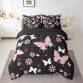 thumbnail image 3 of Feelyou Kawaii Pink Butterfly Twin Bedding Sets 7-Piece for Teen, Cartoon Cherry Blossoms Bedding Comforter Set, Tribal Mandala Style Reversible Sheet Sets, Luxury Bedroom Decor, 3 of 8