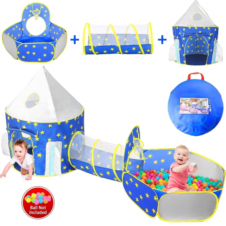 JoyStone 3-in-1 Pop-Up Play Tent with Tunnel and Ball Pit, Blue photo 1