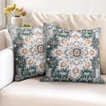 thumbnail image 2 of Boho Green Throw Pillow Covers 16x16 inch Set of 2, Bohemian Persian Carpet Double Sided Pattern Soft Plush Cushion Cover for Couch Sofa Bed Decorative, Only Pillowcase (No Insert), 2 of 6