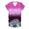thumbnail image 1 of TSADFHJI T-Shirts pour Femmes avec Slogans Mode Décontractée Imprimée Col en V Manches Courtes Pull T-Shirt L Violet, 1 of 2