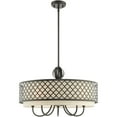 thumbnail image 2 of 6 Light English Bronze Pendant Chandelier with Hand Crafted Oatmeal Color Fabric Shade, 2 of 6