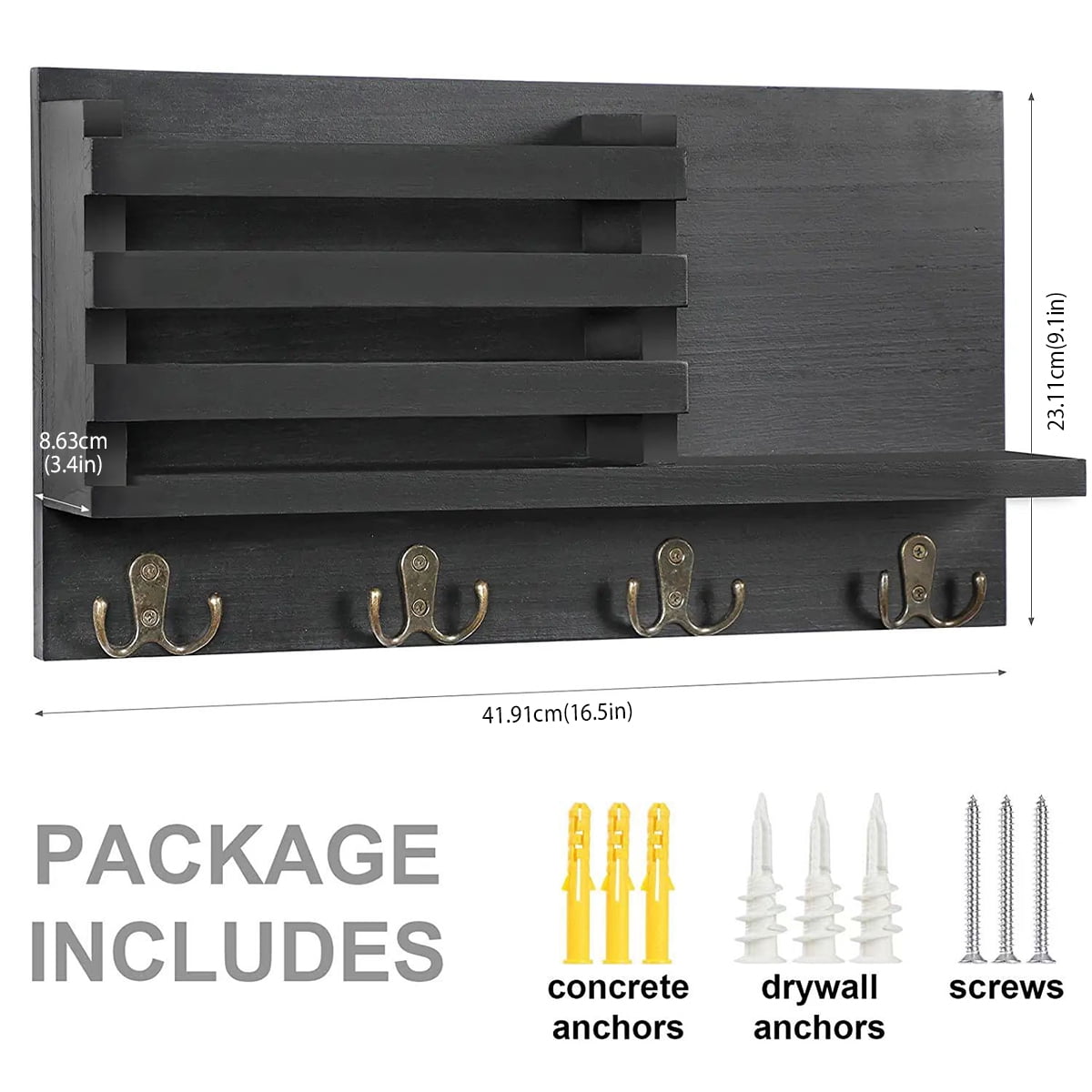 Duety Key Holder for Wall Decorative,Mail Organizer and Key Rack with Tray for Hallway Kitchen Farmhouse Decor,Stainless Steel Key Hooks Mail Holder Wall Mounted