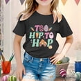 thumbnail image 2 of PMVFHDE Hauts d'Été Tendance Fille Hauts d'Été Manches Courtes pour Fille Hauts Manches Courtes Filles Hauts Enfants Filles Pâques Mignon Graphique Col Rond T-Shirt d'Été Noir, 2-3 Ans, 2 of 4