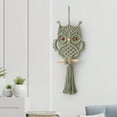 thumbnail image 6 of Owl Macrame Tapestry, Wall Hanger Woven Wall Hanging Long Tassel Woven Bohemian Tapestry for Living Room Apartment Decoration Green, 6 of 8