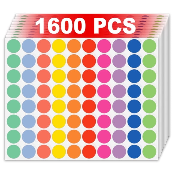 Stickers Misofuki 1600 piezas, etiquetas adhesivas circulares de colores de 1,9 cm