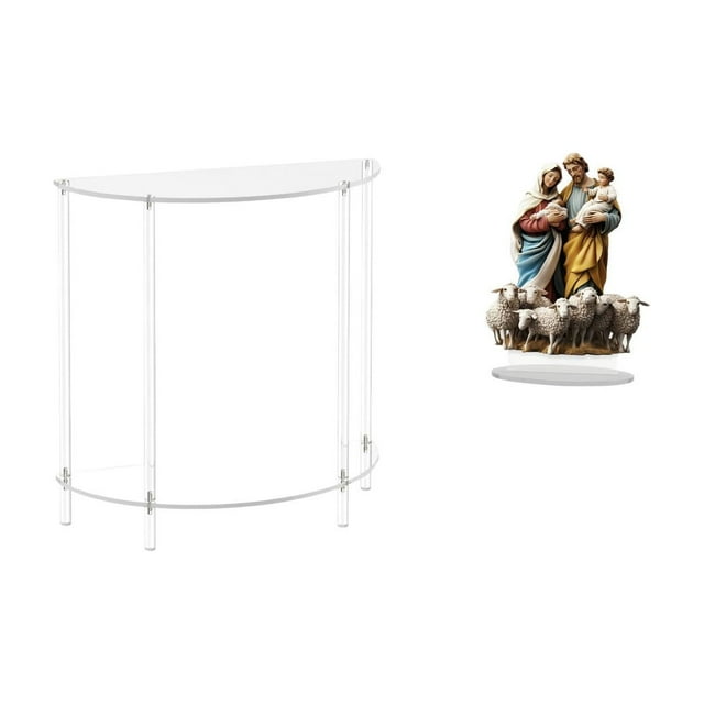Mesita de noche de acrílico,Mesa auxiliar de acrílico transparente Mesa auxiliar transparente en capas,Mesa pequeña de acrílico,mesita de noche pequeña,compacta,Letrero de mesa,Decoración