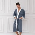thumbnail image 6 of Fewfanhot Men's Plus Size Long Flannel Robe House Coat with Front Button Closure Faux-Fur Pockets, Warmth Loungewear Homewear, 6 of 8