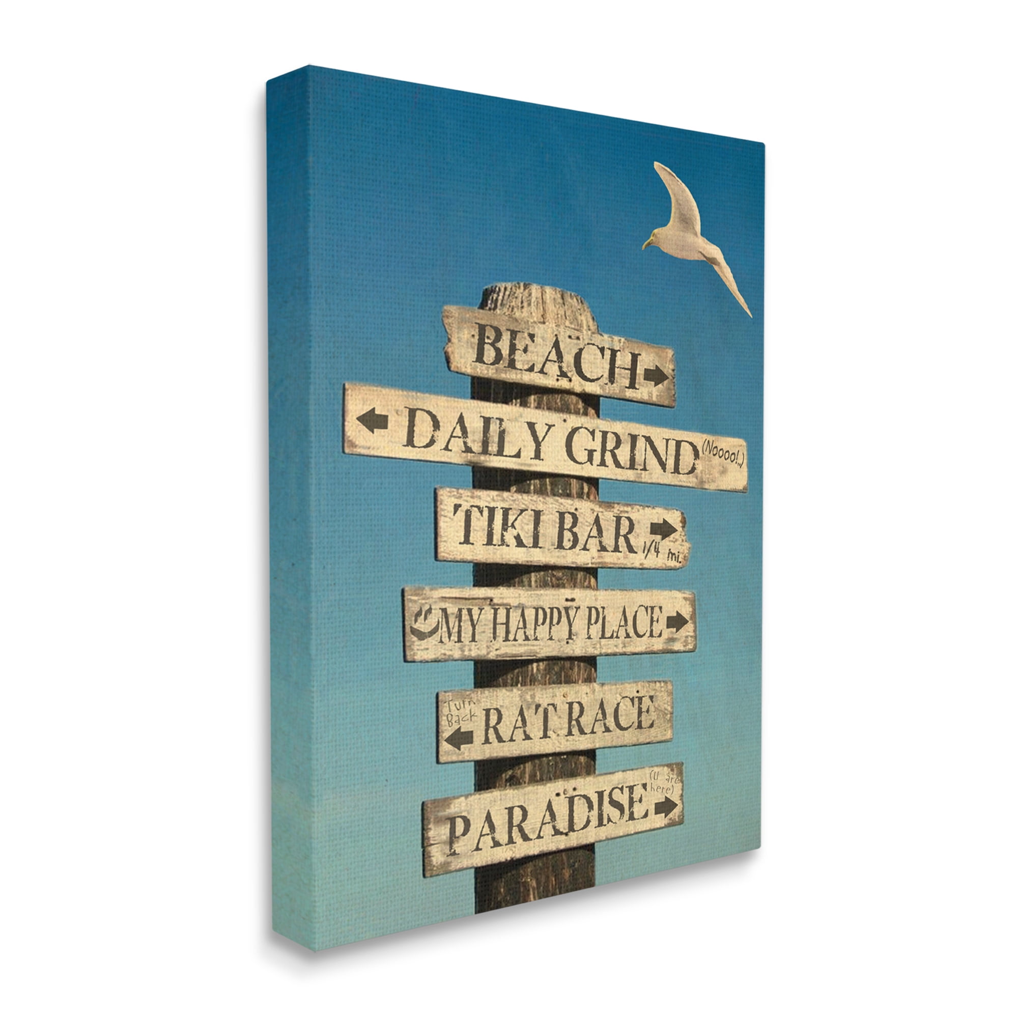 Stupell Industries Funny Beach Directions Sign Animals & Insects Painting Gallery Wrapped Canvas Print Wall Art, 16 x 20