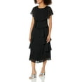 thumbnail image 1 of S.L.Fashions Robe à Manches Courtes Imprimée pour Femmes, Noire, 6P, 1 of 4