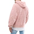 thumbnail image 3 of Momasggi Men's Fuzzy Sherpa Hoodie Loose Cozy Long Sleeve Drawstring Hooded Sweatshirts Solid Color Fall Winter Outdoor Pullover Tops with Pockets Pink M, 3 of 6