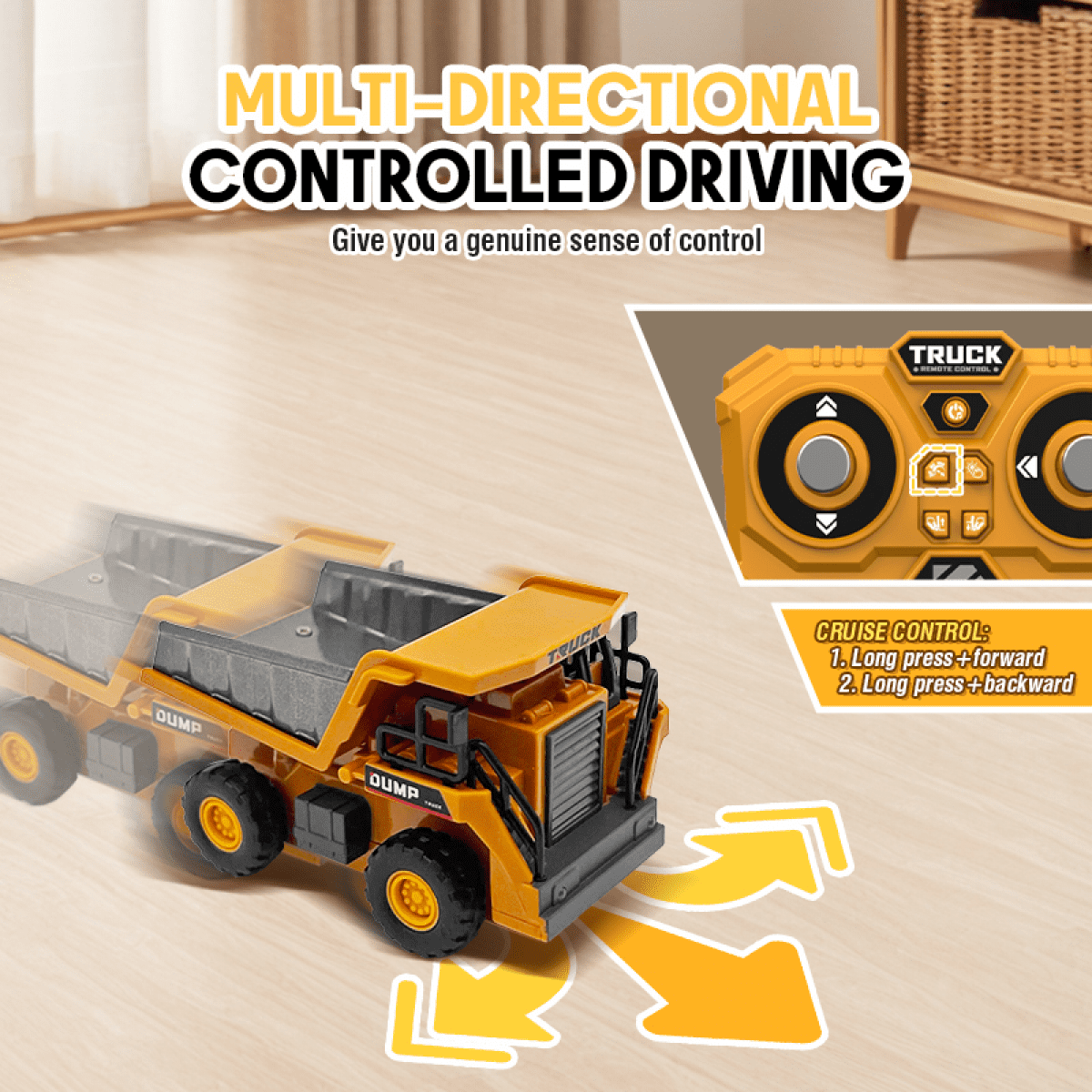Mini RC Dump Truck Toys 1:64 Alloy Remote Control Car with Adjustment Lights & Sound, APP Control Construction Truck for Kids Adults Gifts