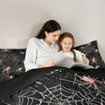 thumbnail image 5 of Manfei Halloween Spider Web King Size Comforter Sets,Trick Or Treat Bedding Comforter Set,Pink Black Bedding Set For Children,Microfiber Bedroom Decor Reversible,3-Piece, 5 of 8