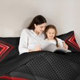 thumbnail image 5 of Manfei Geometric Triangle Bedding Comforter Set 2pcs, Black Red Twin Comforter Sets, Neon Red Lights Bedding Set, Microfiber Bedroom Decor, 5 of 8