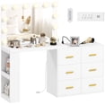 thumbnail image 1 of HOMCOM Vanity Desk with Mirror and 12 LED Lights, Makeup Table with Drawers, 1 of 10