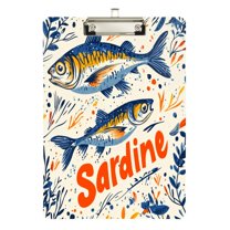 FORMRS Acrylic Clipboard with Low Profile Clip Standard A4 Letter Size, 12.5" x 9", Blue Sardines Pattern
