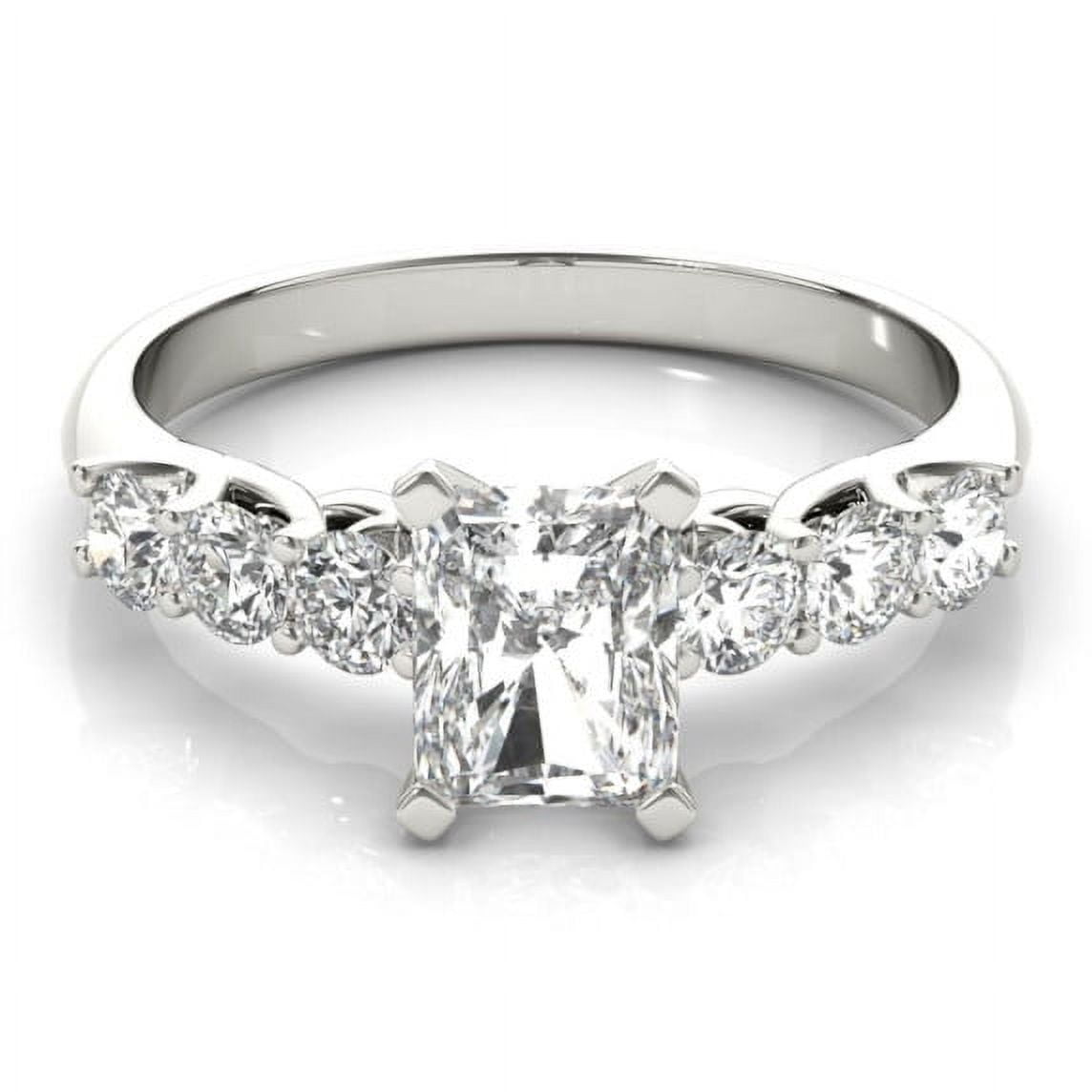 Ember Jewel 1.8 Ct Excellent Radiant Cut Solitaire Accent Lab-Created Simulated Diamond Eternity Band Proposal Promise Ring 14K White Gold Plated for Women