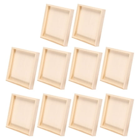 FRCOLOR 10Pcs Puzzle Block Wood Tray Unfinished Wood Serving Tray 3D Puzzle Toy Organizer
