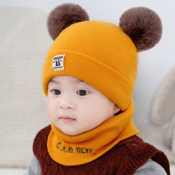 DanceeMangoo Baby Winter Cap Hat Scarf for 312 Months Infant Toddler