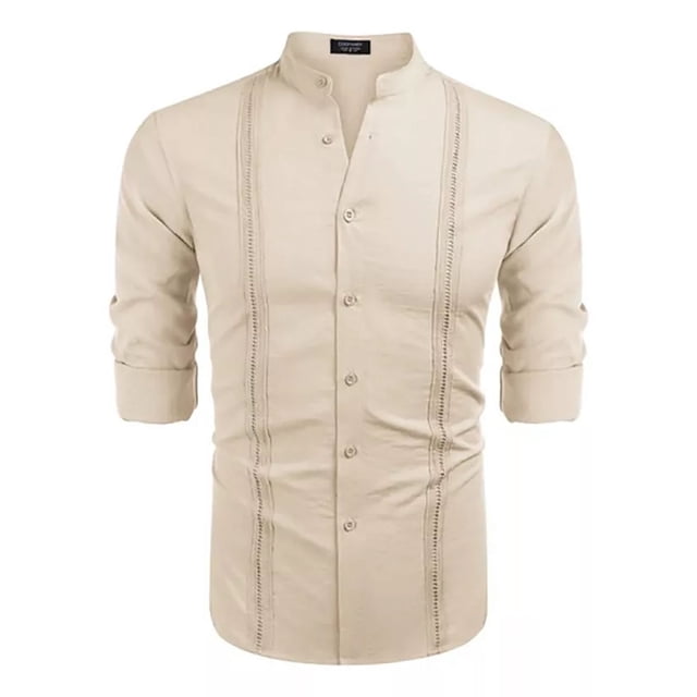 Camisas Casual Guayabera Cubana Para Hombre Manga Larga
