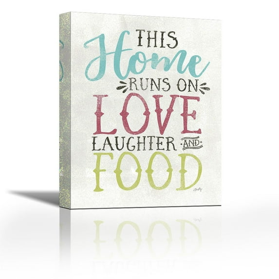 Love, Food and Laughter - Contemporary Fine Art Giclee on Canvas Gallery Wrap - wall décor - Art painting - 24 x 32 Inch - Ready to Hang